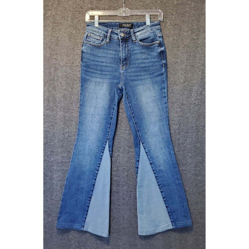 Judy Blue Jeans Womens Size 1/25 Blue FLARE FIT Wide Leg Stretch Denim Pants EUC